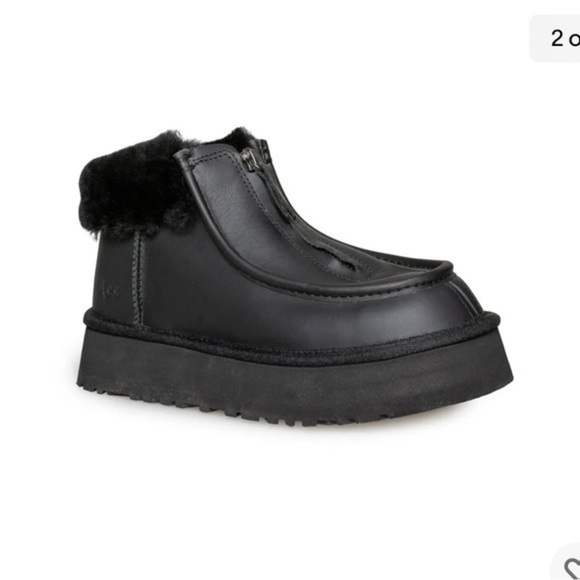 UGG FUNKETTE platform BOOT ULTRA MATTE BLACK LEATHER ANKLE WOMEN'S size US 6 - Picture 8 of 9